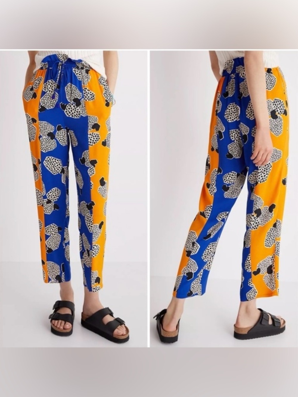 Farm Rio Women's Orange and Blue Patterned Pants